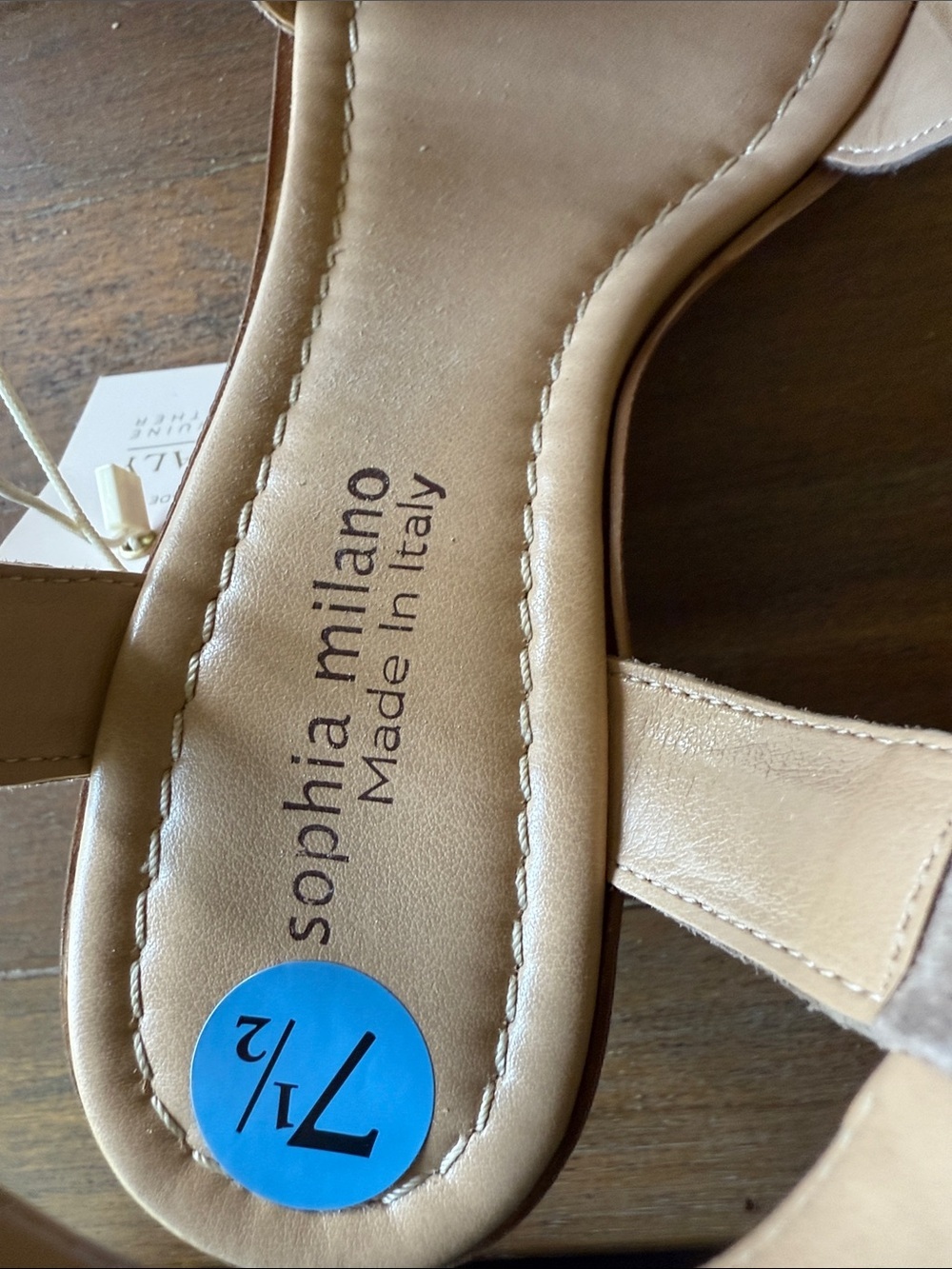 Sophia Milano Italian Leather Suede Wedge Sandals - Taupe Size 7.5 - Picture 3 of 7